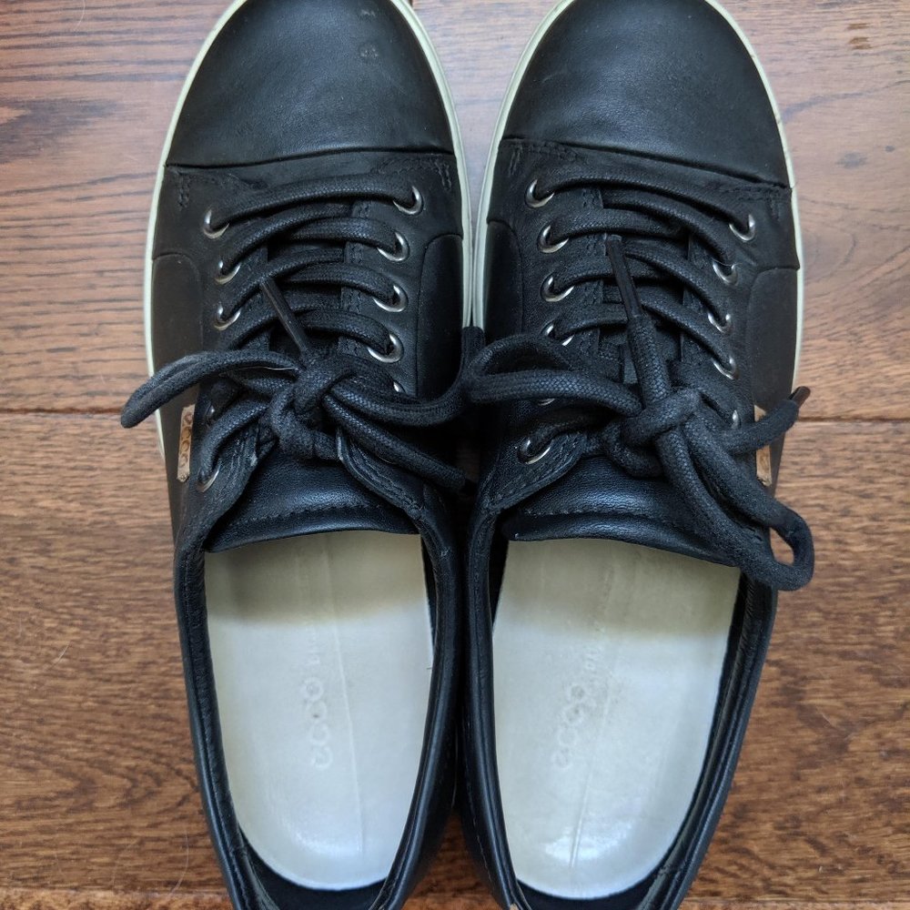 ECCO soft 7 Men's Leather Sneakers black, size 7